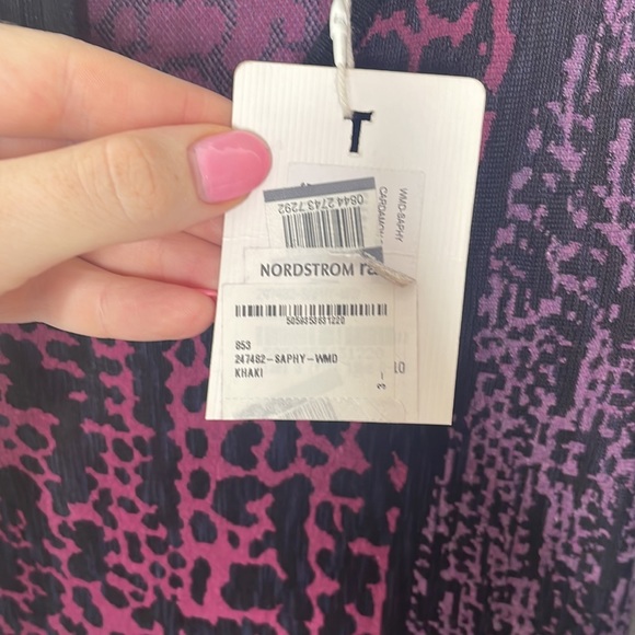 NWT NIC + ZOE Black/Purple Print A-Line Long Sleeve Dress - Picture 6 of 10